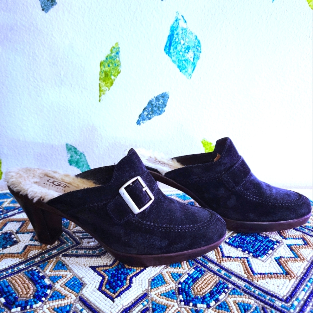 RARE UGG Navy Suede Heeled Mules 7 FINAL MARKDOWN!